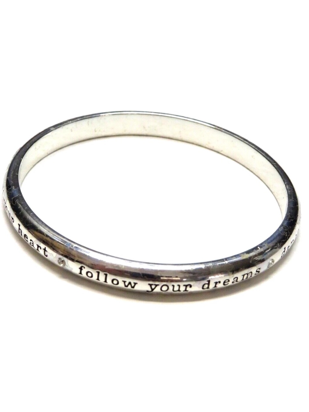Brighton Silver Inspiring Quote Bangle Bracelet - Follow Your Dreams Dance